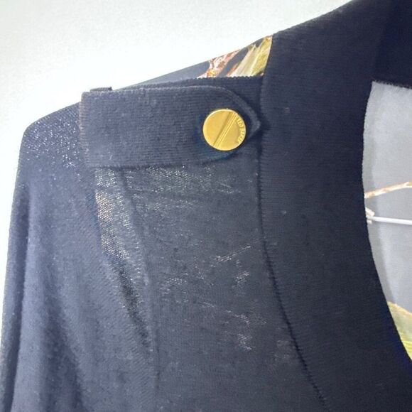 Ted Baker Womens Black Bird Print Cardigan With Gold Buttons Size 2 - Picture 7 of 7